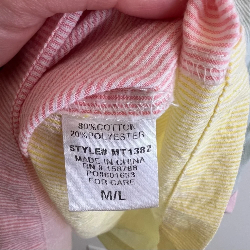 Mable Hazel Color Block Long Sleeve Button Down Shirt Relaxed Fit M/L Pastel - Picture 6 of 9